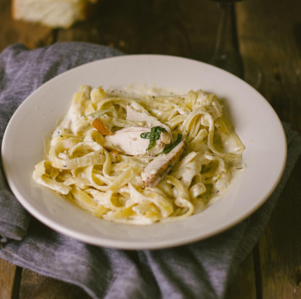 Delicious, made from scratch, Chicken Fettuccini Alfredo. Truly a Christianos favorite!