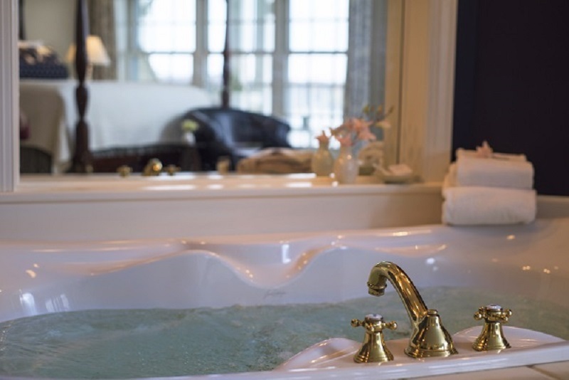 View of a room from the in-room spa bath.