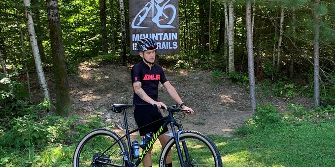 Jack Lake Mountain Bike trailhead is located by this large sign when entering Veterans Memorial Park in Langlade County.
