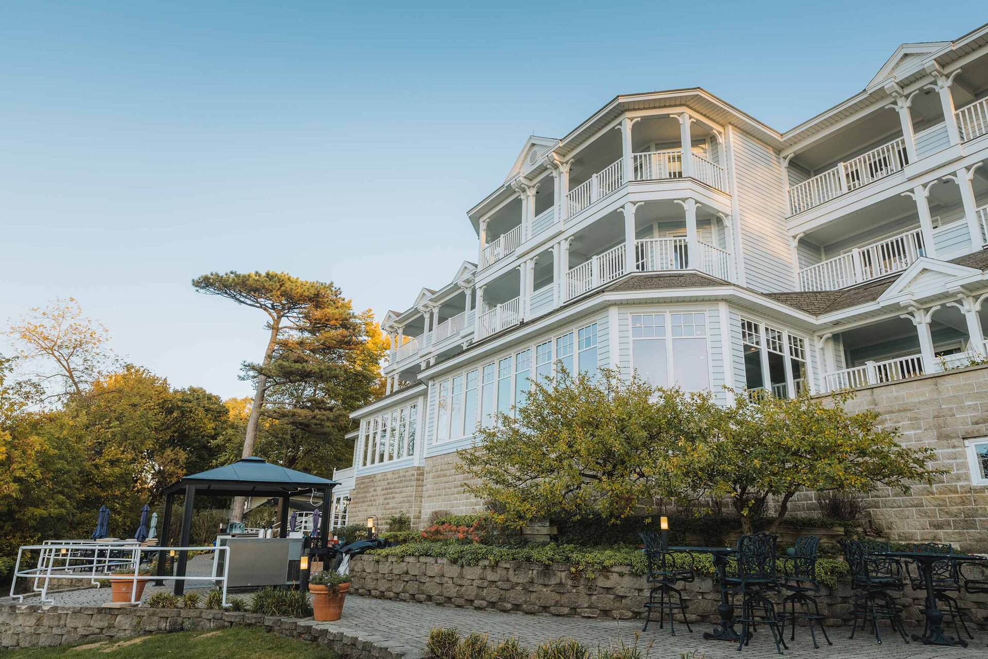 View of rooms from the pier at the Geneva Inn.