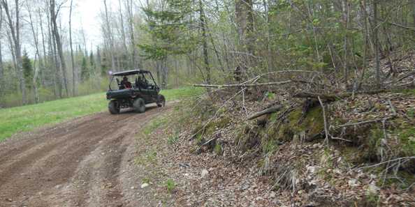 Rounding one of the many curves on the Parrish Highland ATV/UTV Trail in Langlade County.