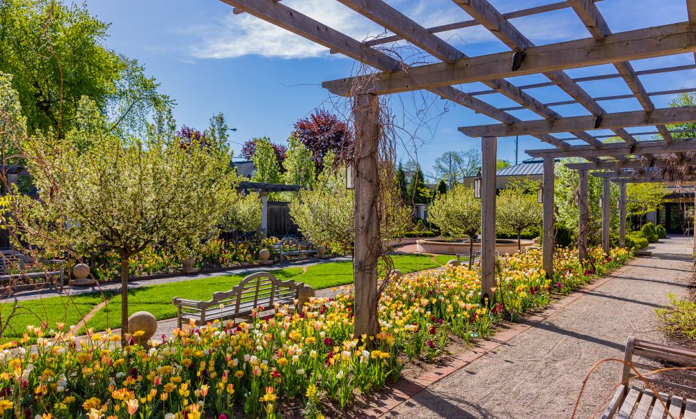 The Formal Garden at the Paine with thousands of tulips.