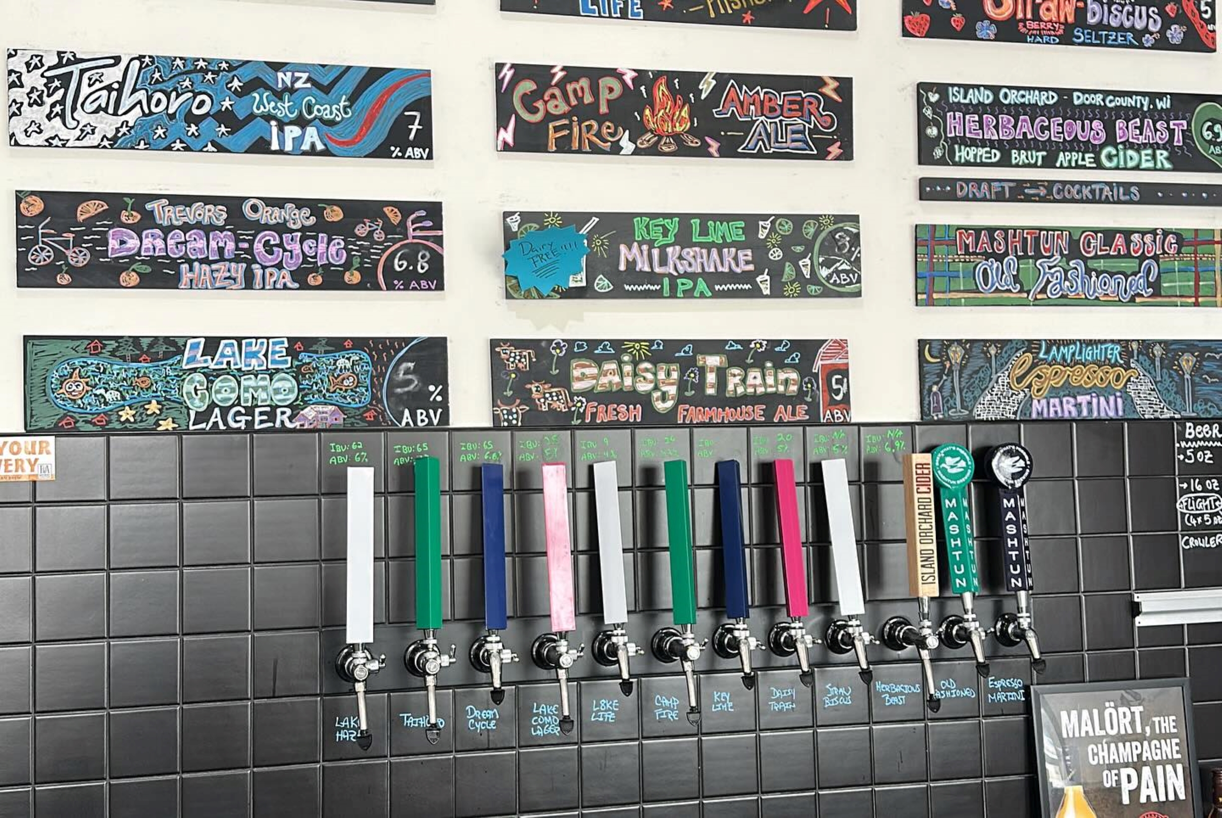 Tap wall at Mashtun Brewing