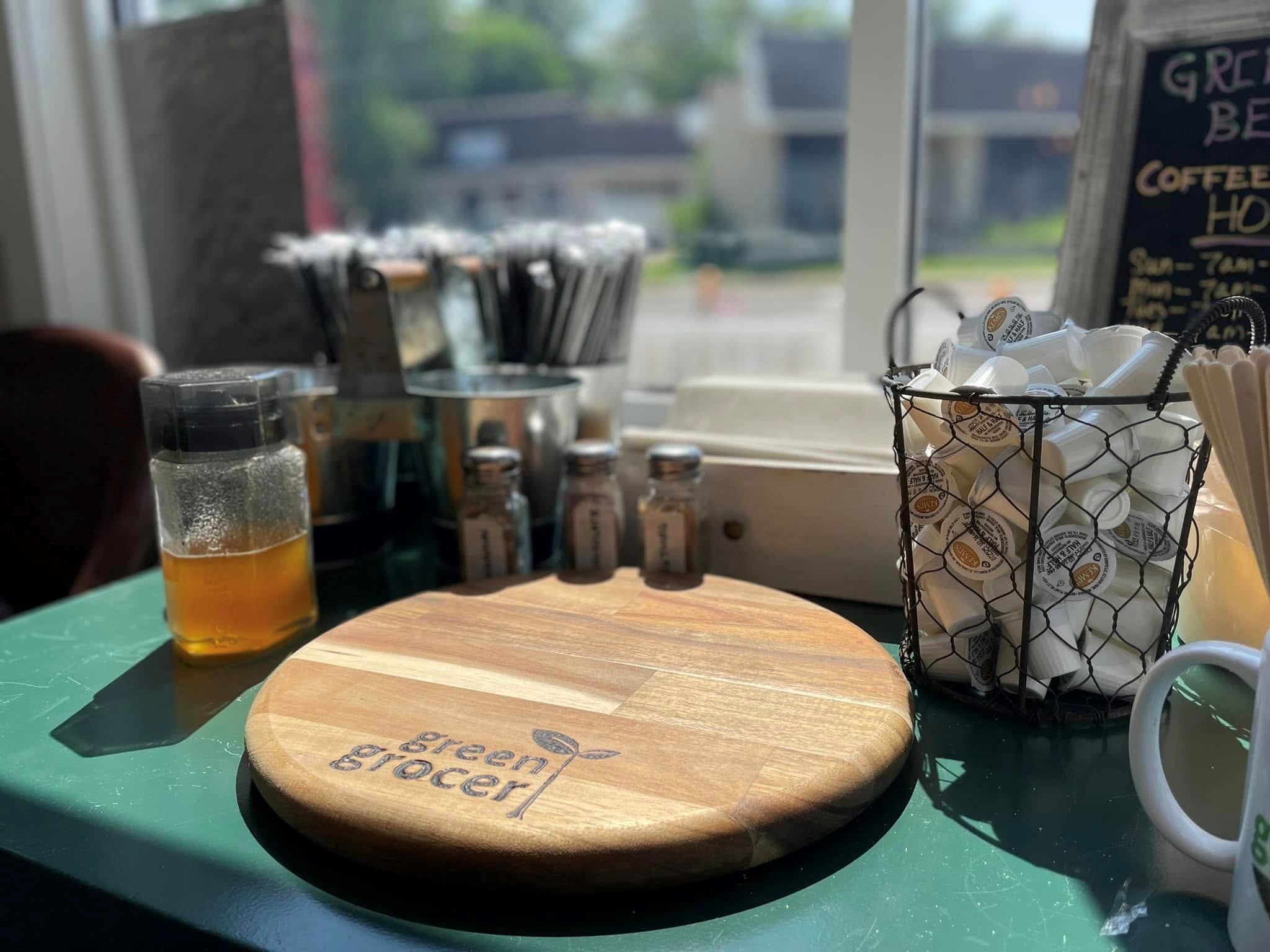 Coffee station at The Green Grocer