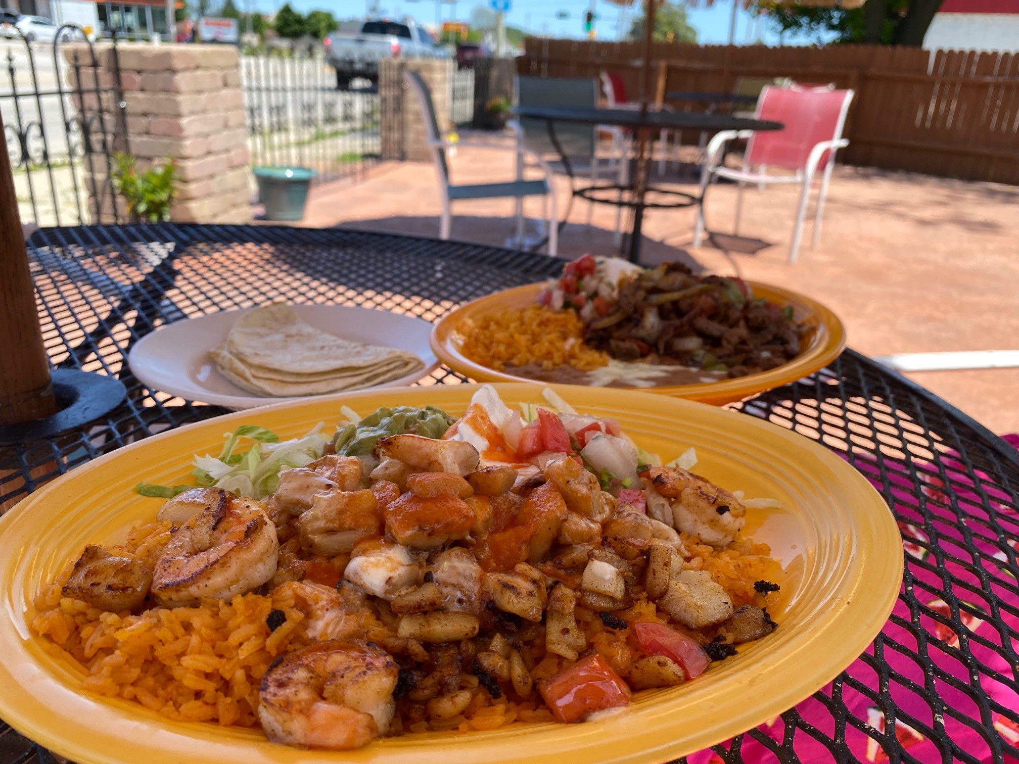Shrimp and rice at La Caretta