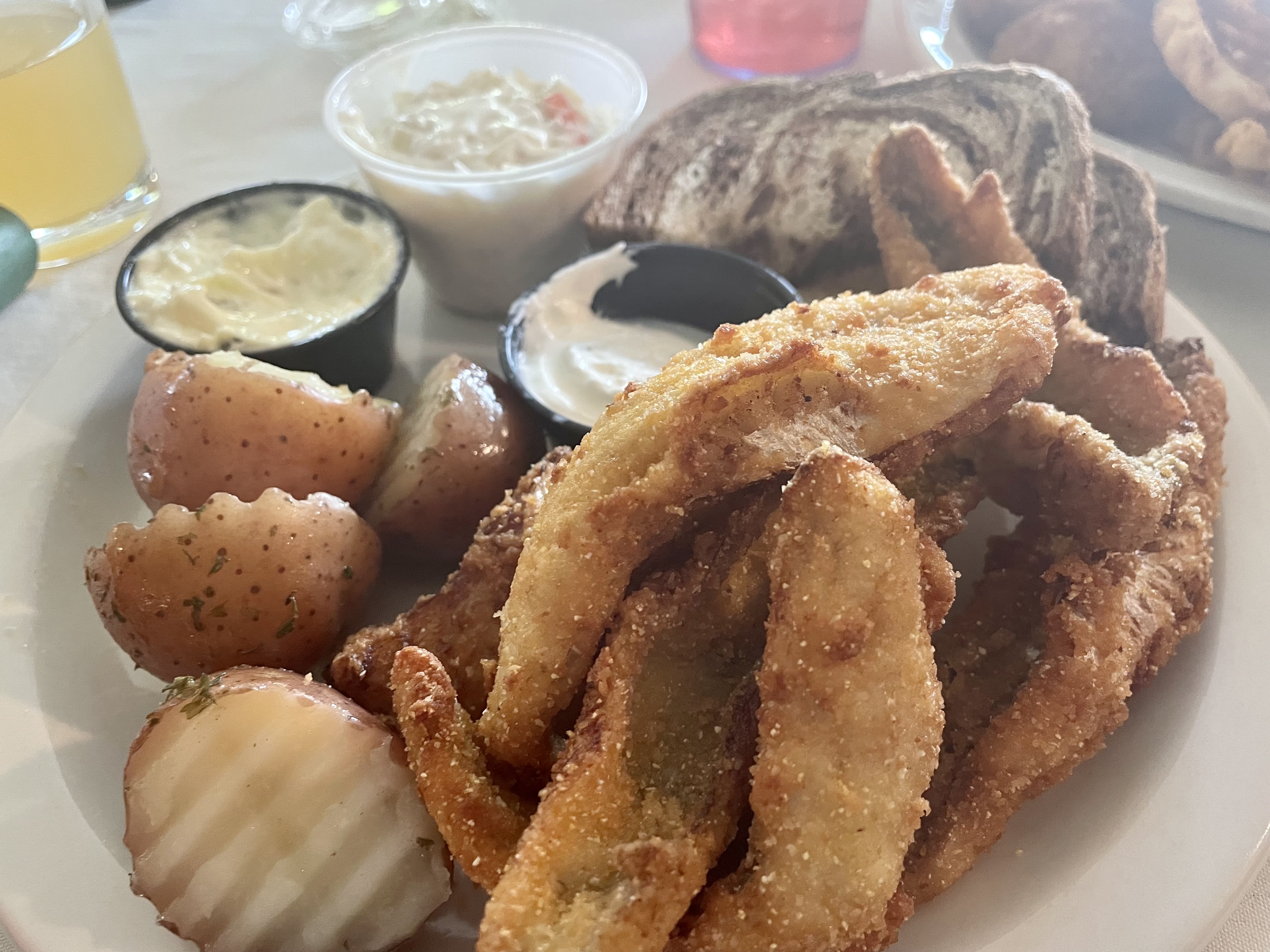Big pile of Perch and Baby Reds are available on Fridays. Also serve Haddock, Shrimp, Bluegill, Cod, and more. Grasshoppers too!